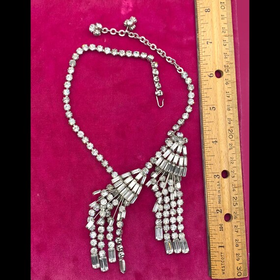 Vintage Dramatic Clear Rhinestone Statement Neckl… - image 3