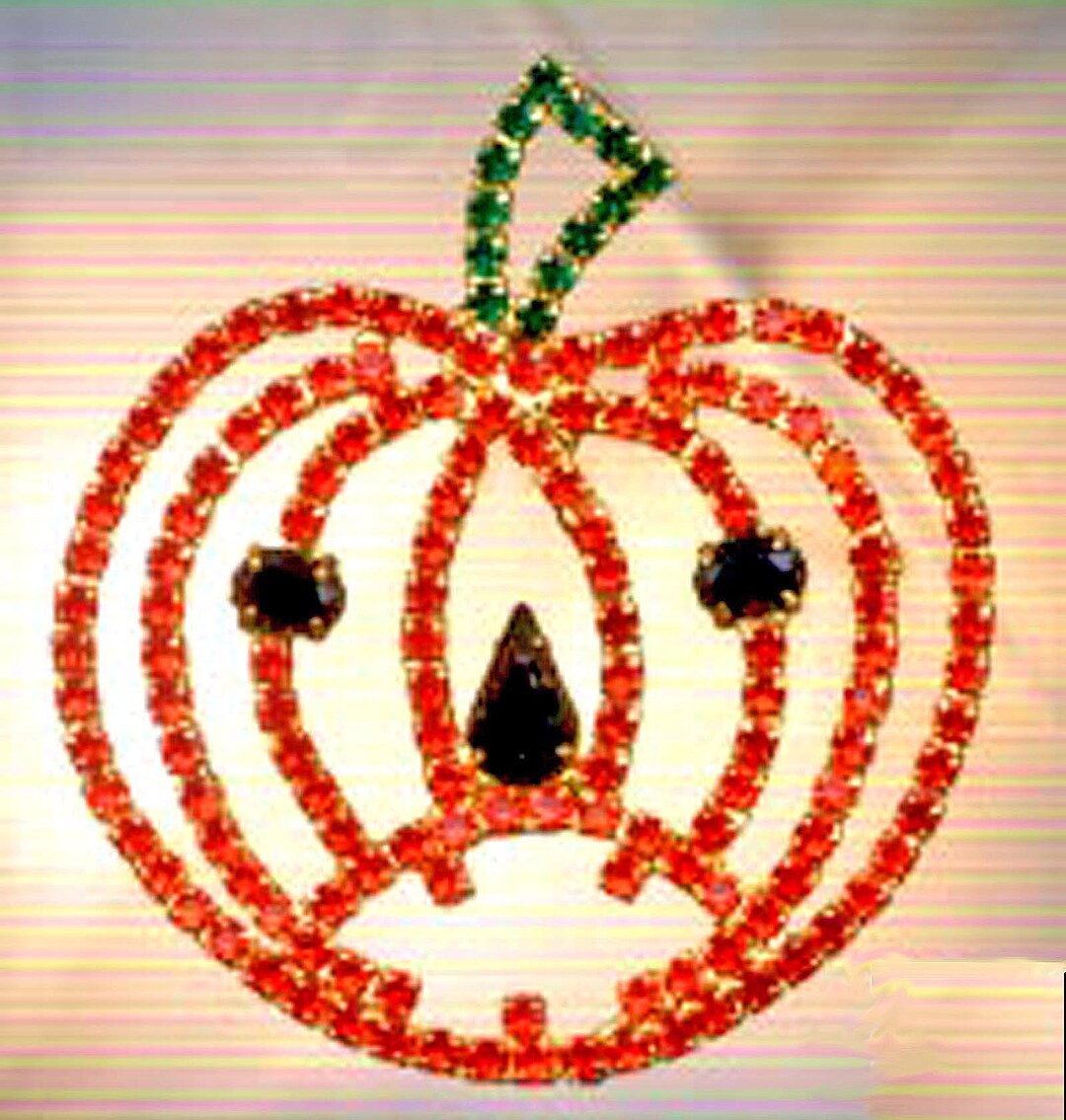 Rhinestone Halloween Jack O'lantern Pumpkin Pin Brooch - Etsy