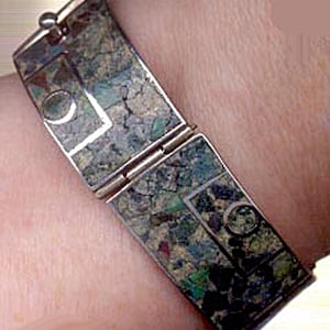 Mexican Sterling Bracelet: E. Brito Crushed Stone Bracelet