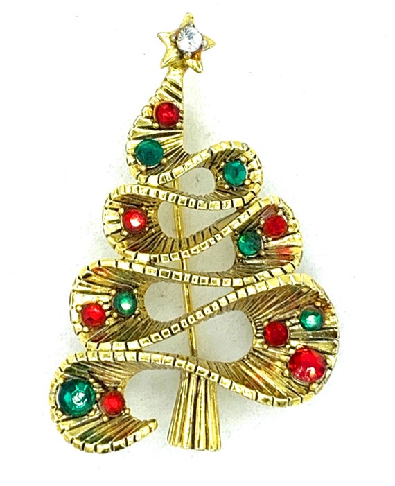 Vintage Hollycraft Christmas Tree Pin - Rare Desig