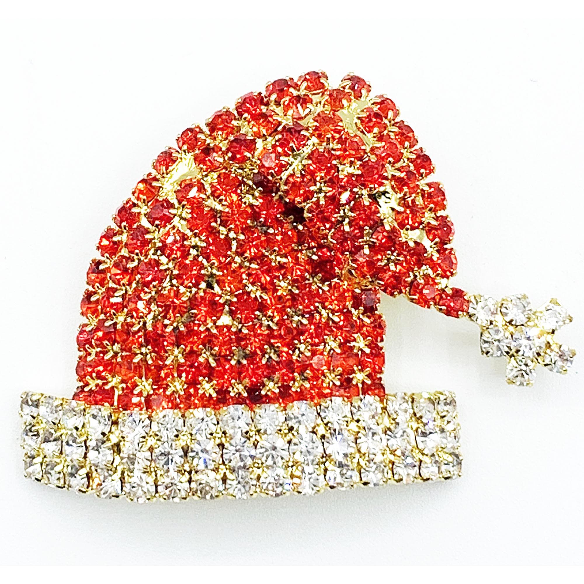 Broche Strass Rouge Vintage Années 80 - T.BELLE - Neuf (vieux Stock) - Alliage