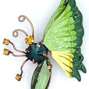Vintage Butterfly Pin Brooch Rhinestone Enamel Insect Fly Bug Moth - Gift Box
