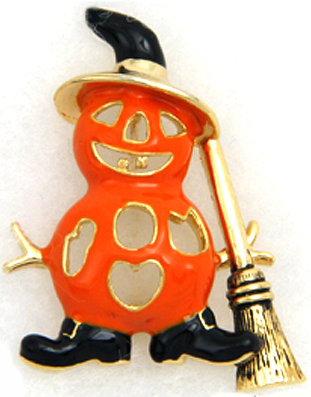 Vintage Halloween Witch Jack Olantern Pumpkin Pin Brooch - Gift Box - Etsy