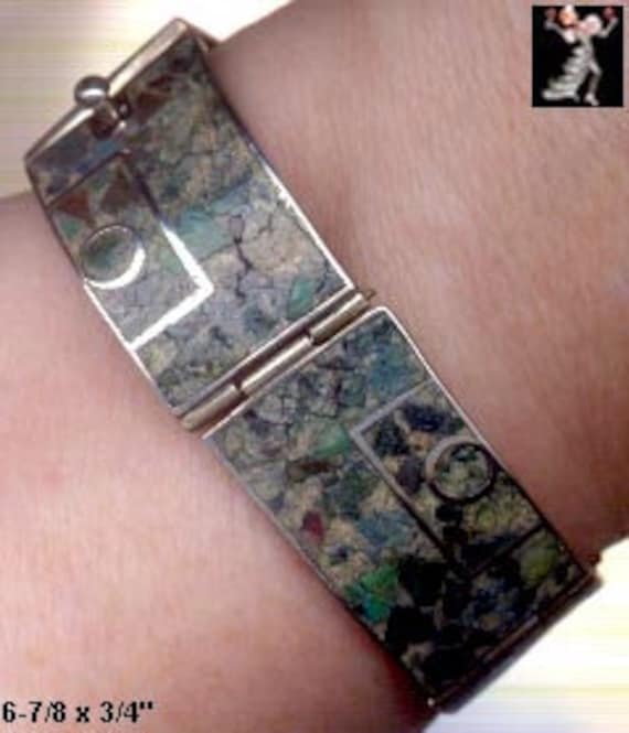 Mexican Sterling Bracelet: E. Brito Crushed Stone 