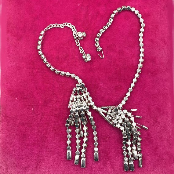 Vintage Dramatic Clear Rhinestone Statement Neckl… - image 2