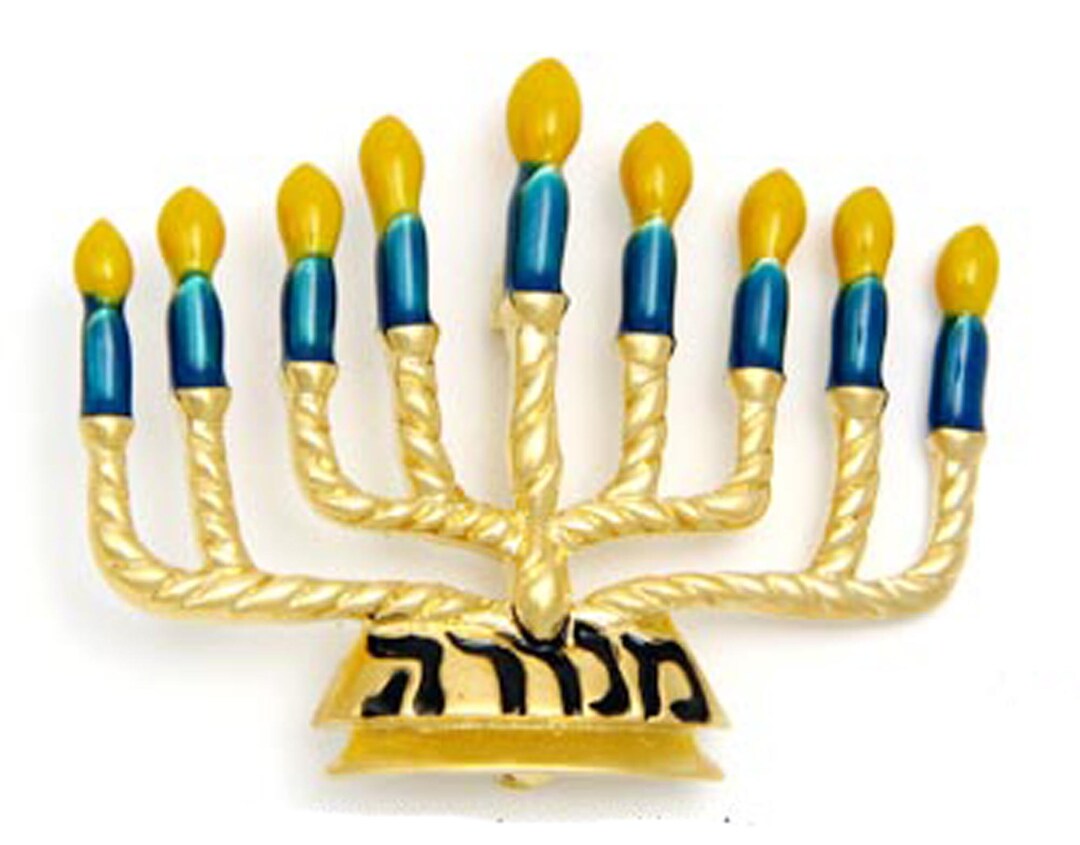 Vintage Menorah Pin Chanukah Menorah Pin Hebrew Letters Hannukah - Gift ...