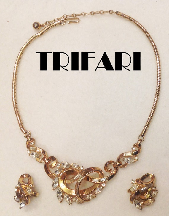 Necklace Earrings Demi Signed Trifari Bead Multi-Strand Original Tag  Marriage Japan Earrings