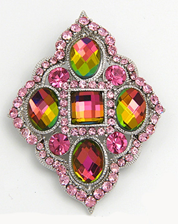 Vintage Rhinestone Pendant Pin Brooch Watermelon … - image 1