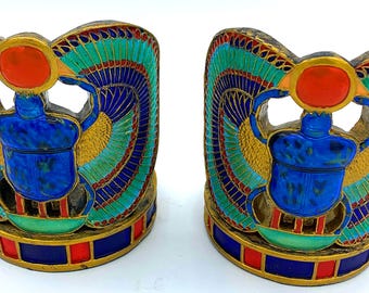 Vintage Egyptian Scarab Candle Holders Set of 2 - Free Shipping