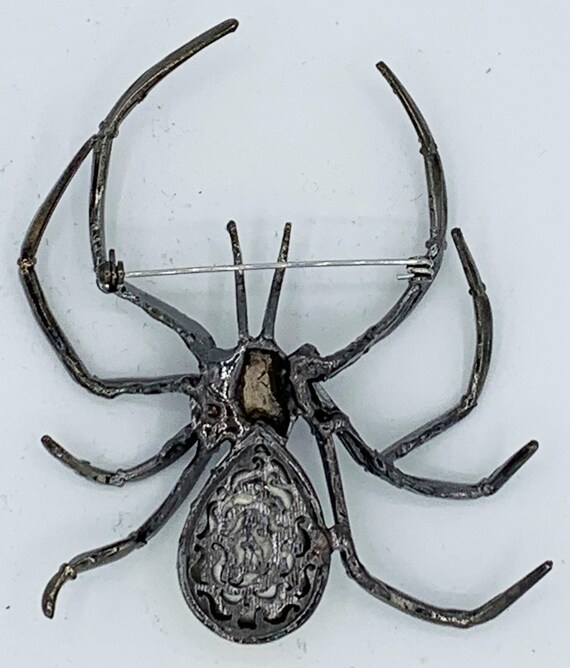 Black Widow Huge AB Rhinestone Spider Brooch Pin … - image 2