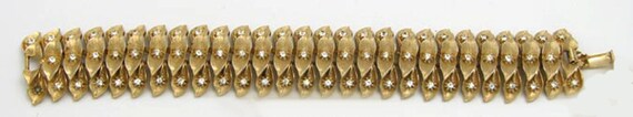 Vintage Rhinestone Gold Tone Flexible Bracelet - image 2