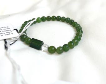 Jade, Quartz, and Green Tourmaline bracelet (250)