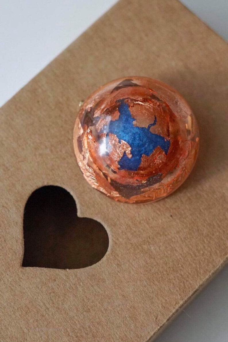 Blue Copper Resin Brooch 0248