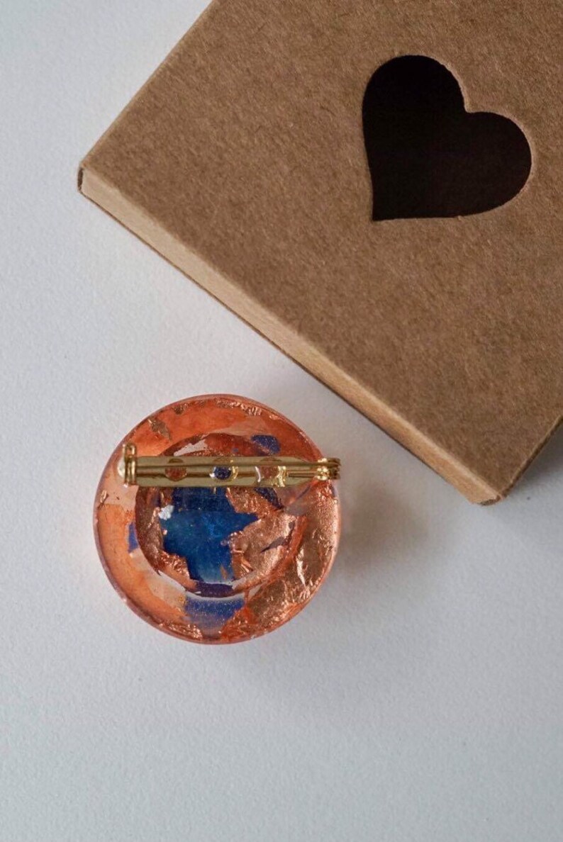 Blue Copper Resin Brooch 0248