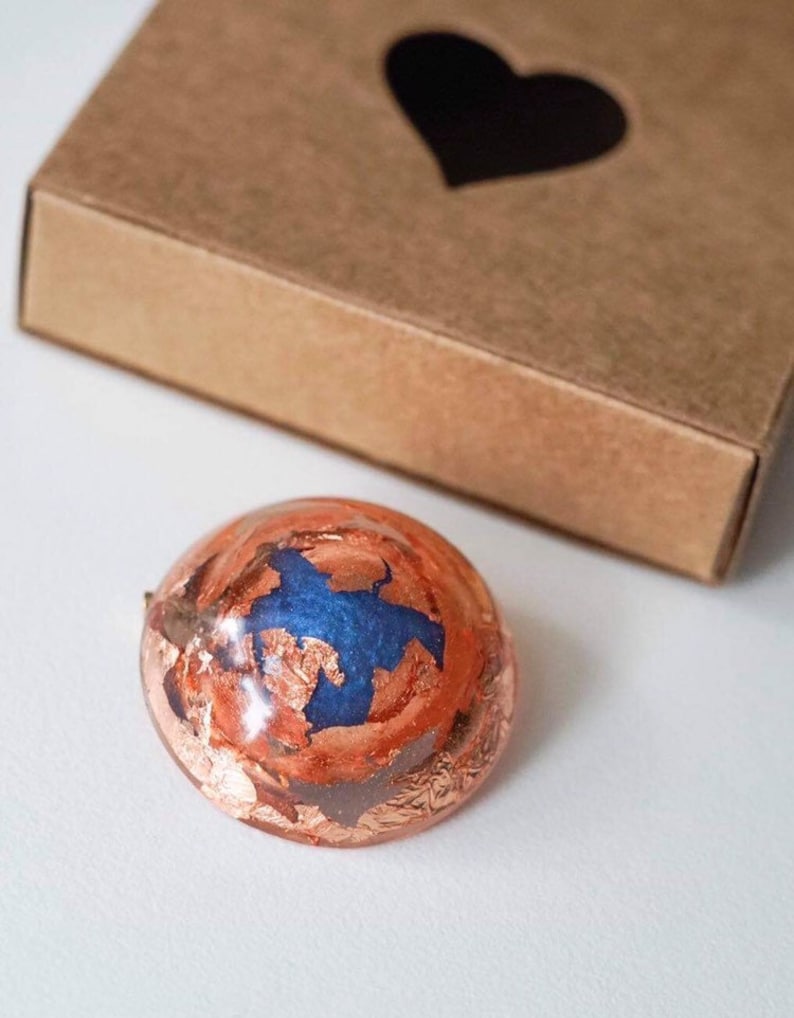 Blue Copper Resin Brooch 0248