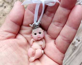 Polymer Clay Baby Princess Sculpture Pendant Size 1.5"
