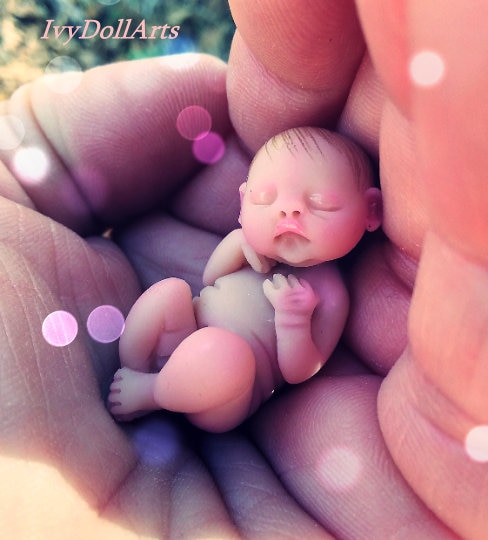 Polymer Clay Babies Micro Mini Asleep Baby SIZE Gift Collectible  Keepsake Doll House Barbie Scale OOAK Miniature Art Baby Sculpture