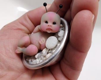 Polymer Clay Baby Extraterrestrial Alien SIZE 1.99"
