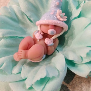 Polymer Clay Babies Micro Mini Asleep Baby Gnome SIZE 2.5&quot; Gift Collectible Keepsake OOAK Mini Fairy Baby Forest Christmas Art Sculpture