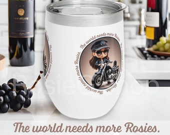 Biker chick wine tumbler gift for biker wife wine lover biker cup Mother Day gift for biker mom motorcycle enthusiast present wine lover mug