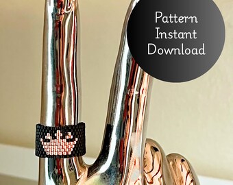 Peyote Pattern | Princess Crown Ring: Miyuki Delica Black Gold (Digital Download)
