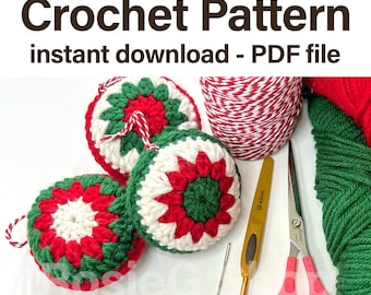 Granny Stitch Crochet Ornament Pattern | Easy Beginner Holiday Decor (PDF Download)