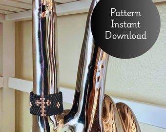 Peyote Pattern |Rosary Ring: Miyuki Delica Black & Gold Beadwork (Digital Download)