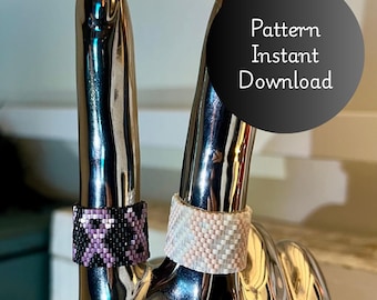 Peyote Pattern Awareness Ribbon Ring (Digital Download) Seed Bead Jewelry Design Tutorial