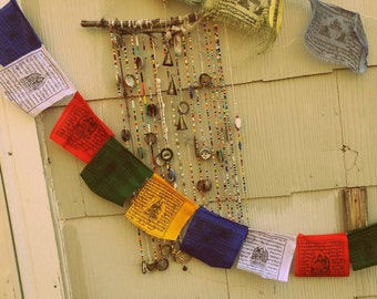 Tibetan Prayer Flags // 4.75' length // Flag Measures 4.5" x 4.3" each // 10 Prayer Flags // Made in Nepal // Spiritual Decor