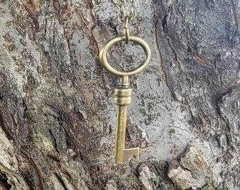 HECATE Key Necklace // 24" Antique Brass Chain // Antique Brass Key //