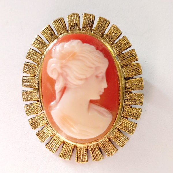 Vintage Cameo Brooch //  Cameo Lapel Pin //