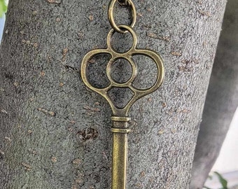 HECATE Key Necklace // 24" Antique Brass Chain // Antique Brass Key //