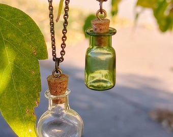 Enchanted Bottle Pendant Necklaces // DYI Fill // Witch Bottle // Love Note // Secret Message // Potion on the Go // Spell Bottle Fashion
