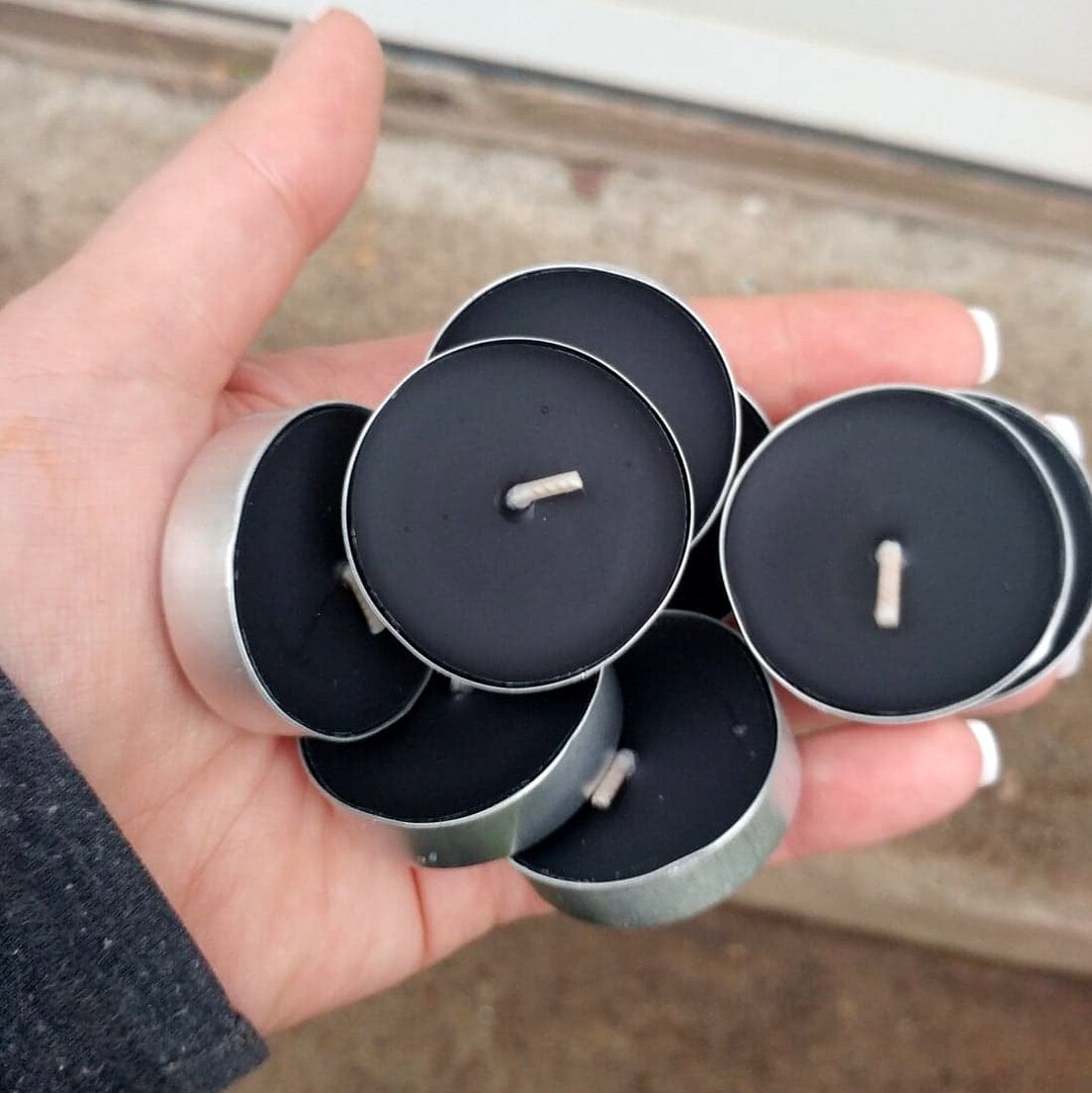 BLACK Tea Light Candles // Unique Gift Idea // Unscented // Meditation
