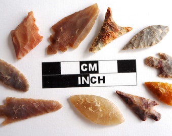 Neolithic Arrowheads x 10, Saharan Flint Artifacts Circa 4000BC (1087)