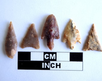 Neolithic Arrowheads x 5, Saharan Flint Artifacts Circa 4000BC (Q113)