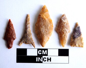 Neolithic Arrowheads x 5, Saharan Flint Artifacts Circa 4000BC (Q107)