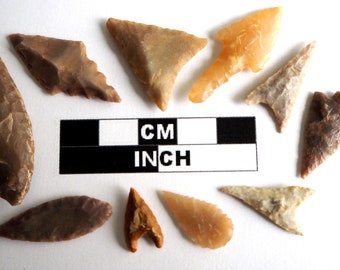Neolithic Arrowheads x 10, Saharan Flint Artifacts Circa 4000BC (2128)