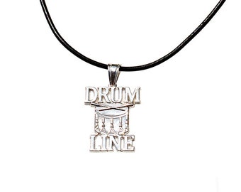Drum Line Silver Charm and Necklace