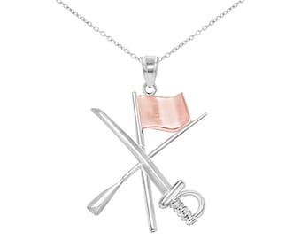 Color Guard Necklace | Flag Rifle Saber | 14K Rose Gold Plated