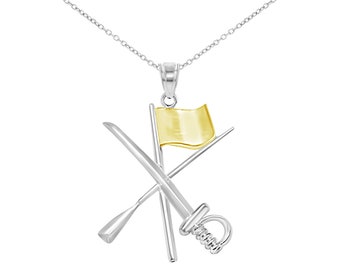 Color Guard Necklace - Flag Rifle Saber - Sterling Silver with Gold Plate