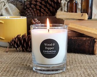 Wood & pepper soy blend candle