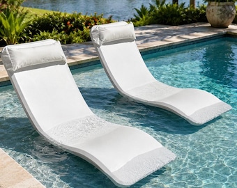 Tumbona de piscina con almohada / Tumbona Baja con estante lastrado e impermeable / Muebles de lujo para piscina y patio