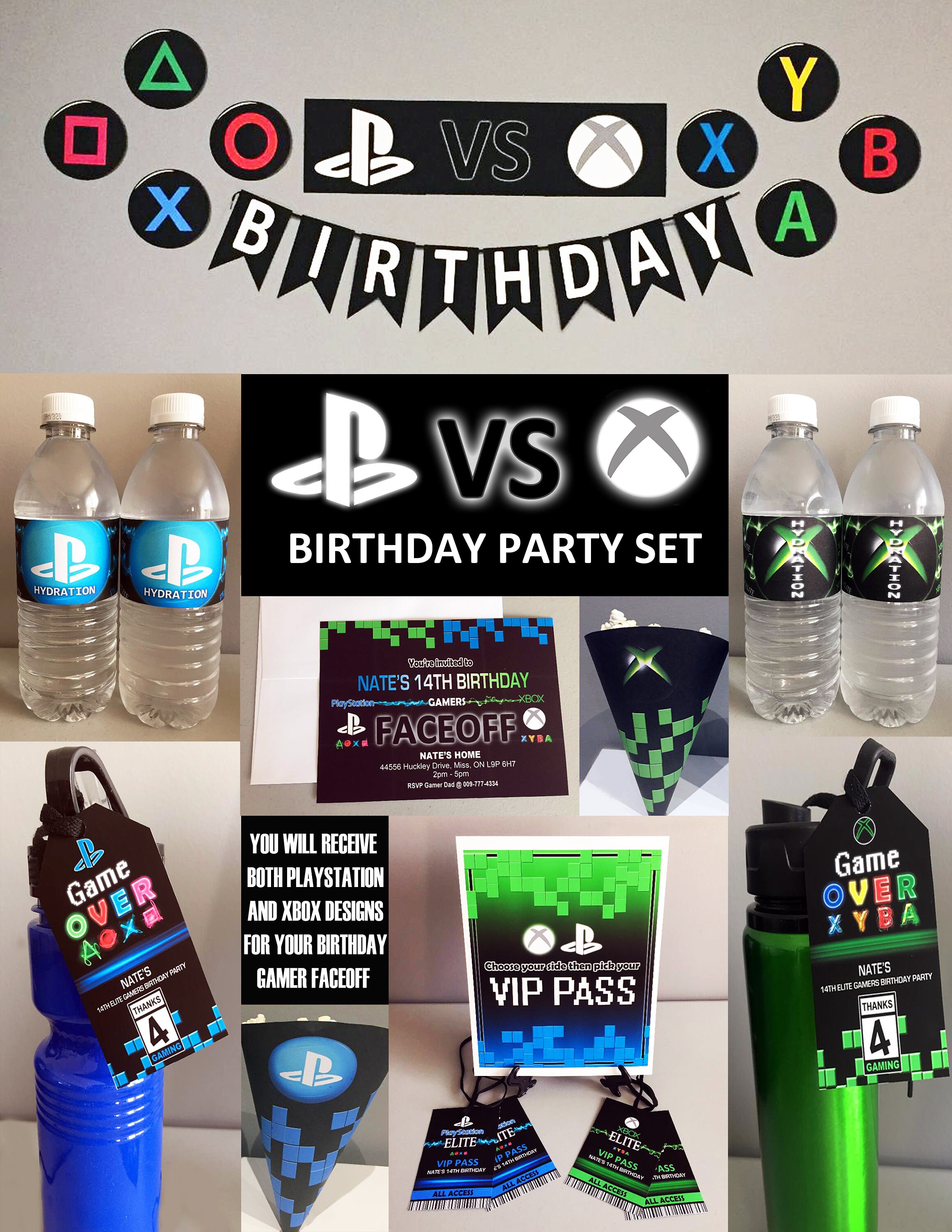 PlayStation vs Xbox Theme Party Set Gamer Party Printable Etsy