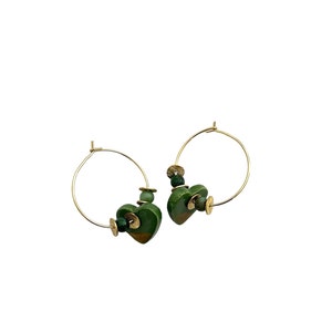 Earrings, ceramic creoles - Unique handcrafted model