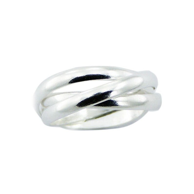Silver ring with 3 interlocking bands | Jewelry symbolizing fidelity, love, and friendship | Ring for women or men image 1