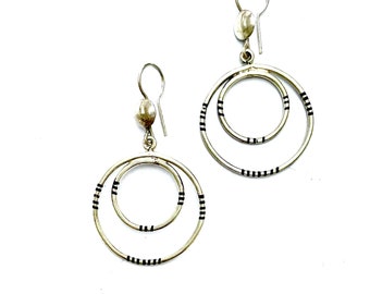 Ethnic Tuareg silver circle earrings