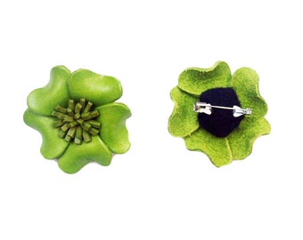 Colorful leather flower brooch
