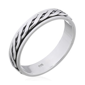 Anti-stress ring or silver meditation ring for men or women