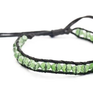 Crystal bead and black thread bracelet